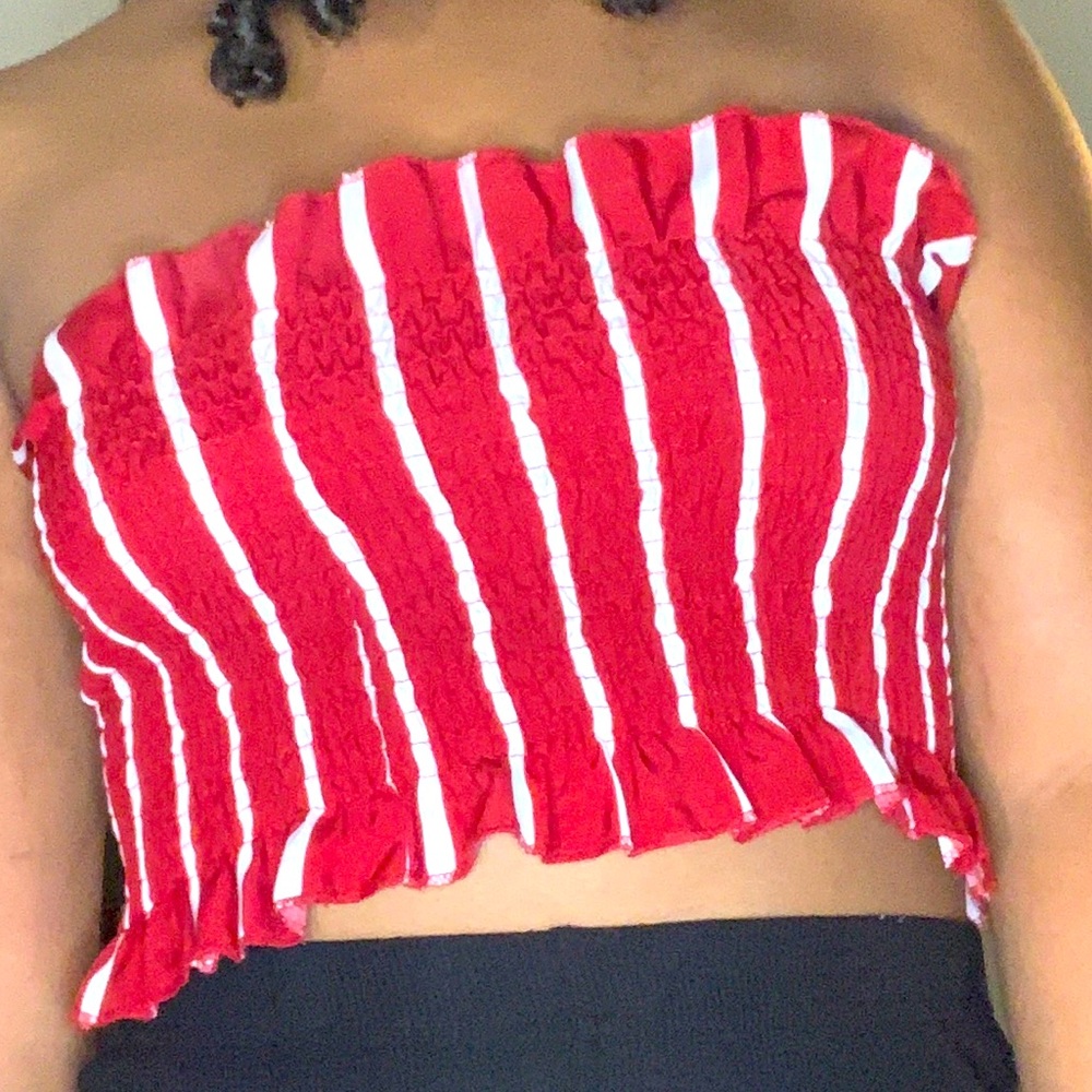 Striped strapless top